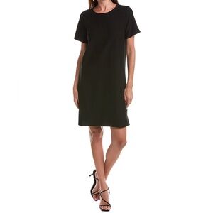 Eileen Fisher Black Jewel Neck Short Sleeve Mini Dress w/ Pockets — Size S/P